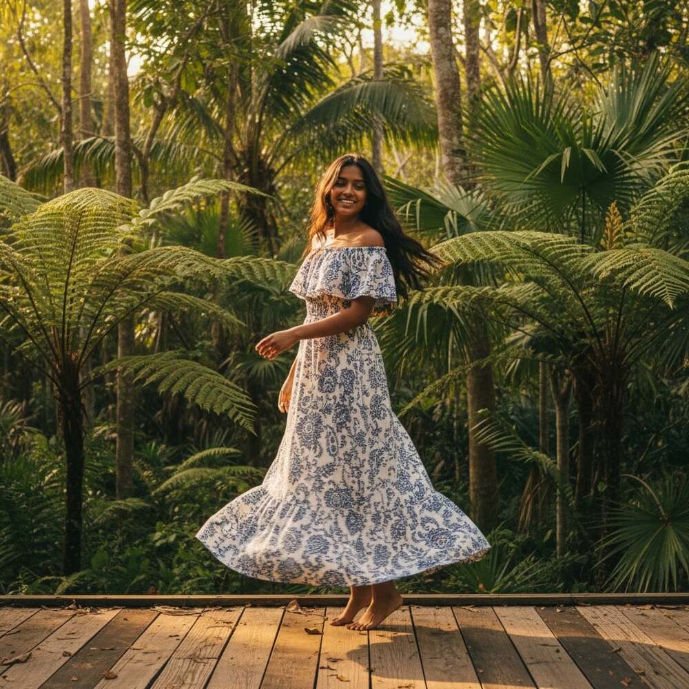 Moda International Victoria's Secret M Linen Ivory/Cream & Blue Floral Strapless - Picture 2 of 11